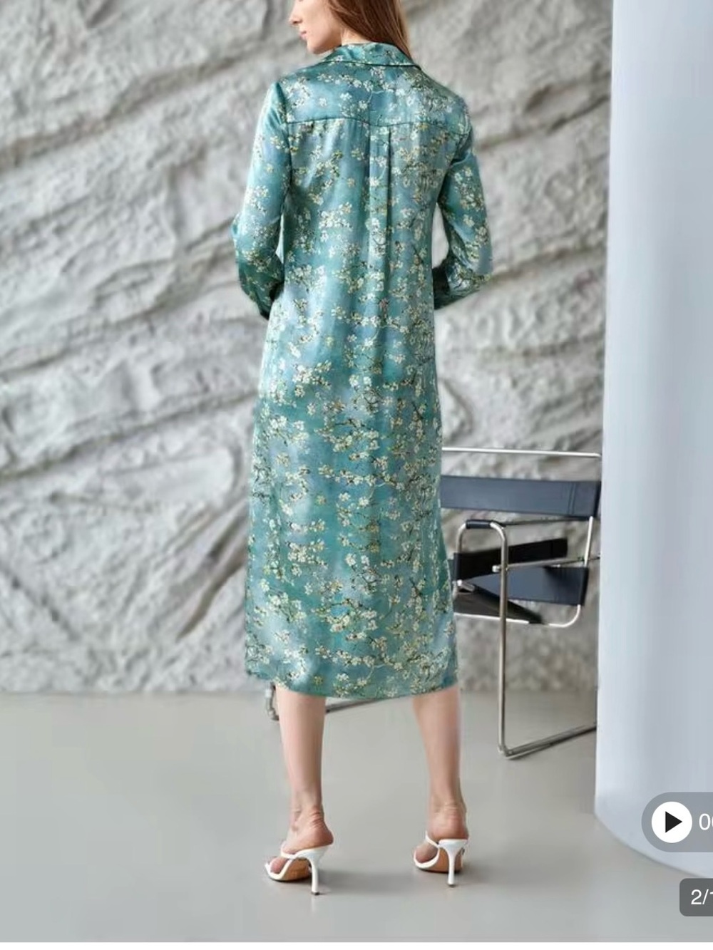 MOTF X Van Gogh INSPIRED 100% SILK FLORAL SHIRT DRESS WITHOUT BELT midi S small